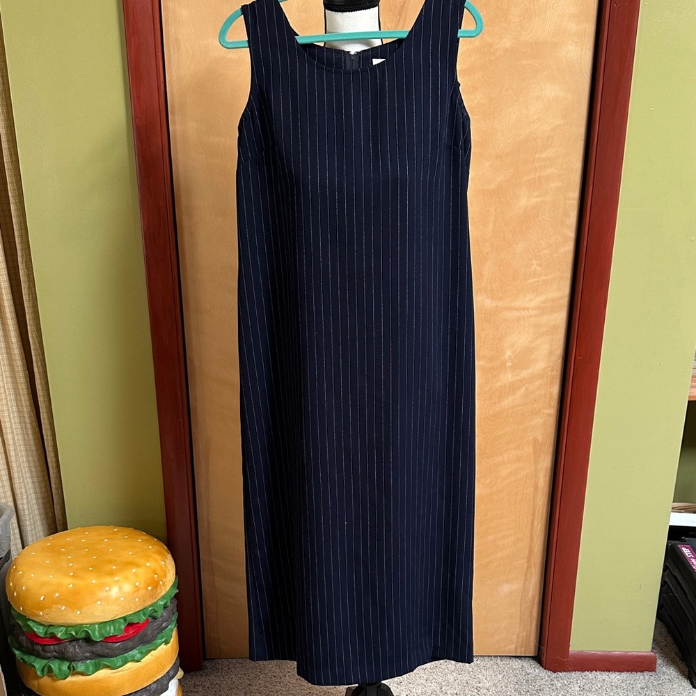 Kathie Lee Collection Navy Pinstripe Maxi Dress